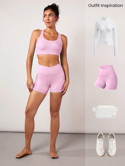 GLOWMODE FeatherFit™ Crossover Strap Sports BH Gym Fall view 6