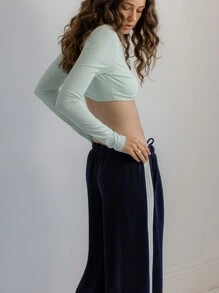 Aralina Leisurewear Wide-Leg Drawstring Casual Lounge Pants - Dark Green - View 5