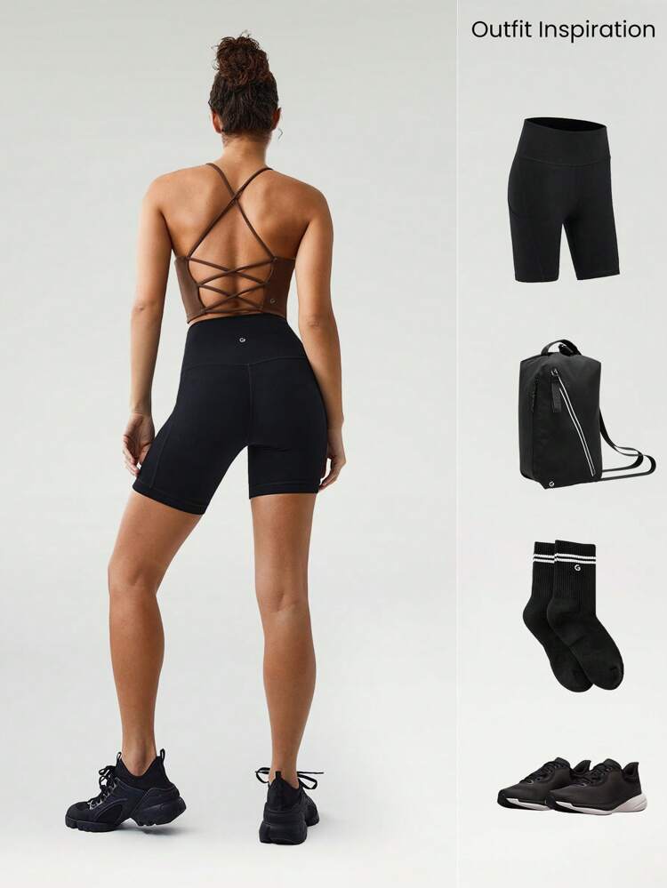 FeatherFit™ Crisscross Back Loneline Sports Bra Tank Top Light Support Low Impact Yoga Pilates Daily Gym Spring Summer