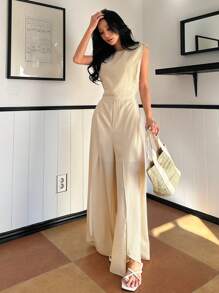 DAZY Women Loose High Split Solid Color Jumpsuit