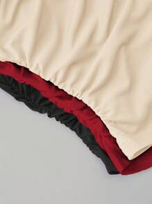 Chiquease Women's Solid Color Stand Collar Short Sleeve Ruched Fitted Shirt, Casual Everyday Wear - Multicolor - View 4