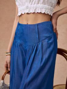 Écloséra Silk Blend Plain Relaxed Straight Leg Pants
