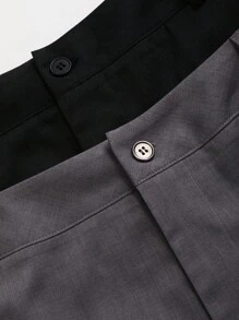 SHEIN Unity Women's Solid Color Front Button Pocket Simple Shorts, Casual Daily Wear - Multicolor - View 3