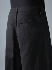 NEON BLANC 男式宽松编织长款黑色牛仔裤，带弧形口袋 - 黑色 - 查看 6