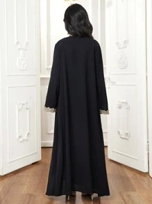 少女装饰花卉贴片前开长袖长袖衬衫