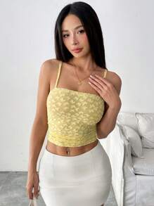 Chiquease Camiseta de tirantes ajustada con textura y corte para mujer de color liso