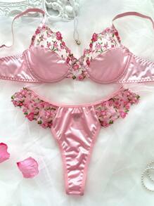 2 Pieces Women Lingerie Set With Pants, Casual & Fashionable For Everyday Wear - Baby Pink - View 4