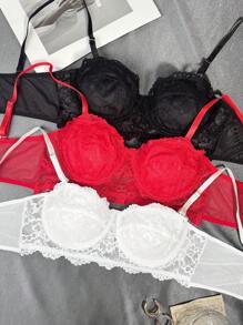 3pcs/Set Women Bra (Black, White, Pink) - Multicolor - View 1