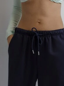 Aralina Leisurewear Wide-Leg Drawstring Casual Lounge Pants - Dark Green - View 4