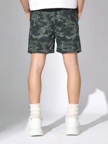 SUMWON Premium Pull-On Denim Shorts Camouflage Print Casual Drawstring Elastic Waist Summer Lounge Athletic Comfort Shorts For Outdoor Activities Spring Beach Wear