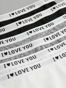 SHEIN 6件/包青少年女孩和少女字母弹力三角内裤，简约风格纯棉内衣套装内裤女孩内衣套装内衣女孩套装内裤套装