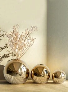 1Pc Bình gốm trang trí nhà thủ công, Bình hoa nghệ thuật thủy canh Quà tặng trang trí nhà, Bình gốm thủ công Bình tròn nhỏ Bình đựng cây Cốc cắm hoa Trang trí máy tính để bàn nhà (Vàng) - Vàng - Xem 10