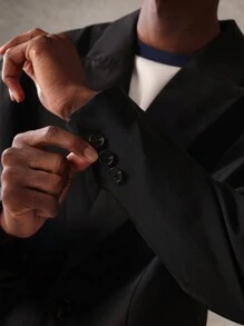 SUMWON 尼龙短款西装外套轻盈现代双扣定制西装外套专业商务休闲办公装简约设计 - 黑色 - 查看 6