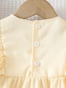 Girls Summer Dress, Baby Girl New Sleeveless Floral Print Fashion Princess Dress - Apricot - View 5