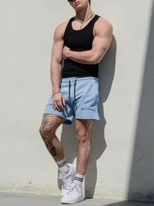 Manfinity Sport Corelite Boyfriend Style Men Drawstring Waist Slant Pocket Sports Shorts Gym Shorts