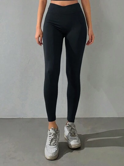 DAZY High Waist Tight Sports Yoga Pants For Women, Designed Waistband, Suitable For Spring Casual