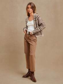 WESTFADE Cardigan de punto con cuello de chal y apertura delantera, vestimenta occidental para mujer
