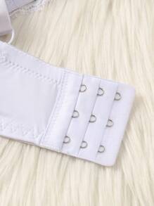 DesireSculpt 2pcs/Set Women Plus Size Minimalist Lace Splice Underwire Adjustable Lingerie Bralette, Lift - Black and White - View 4