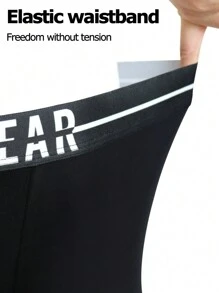 Set de 4 calzoncillos bóxer con impresión de letra simple para hombres
