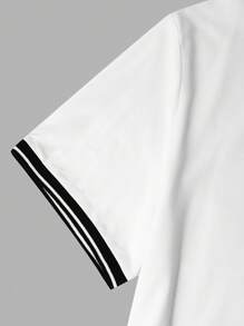 Manfinity Homme Plus Size Men's Casual Simple Colorblock Trim Polo Shirt