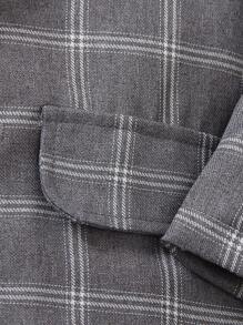 SHEIN 2 件套男童西装套装：剪裁格子西装外套和松紧腰裤。采用柔软、抗皱面料制成，适合春季、秋季和冬季场合，如派对、婚礼和学校 - 黑色 - 查看 8