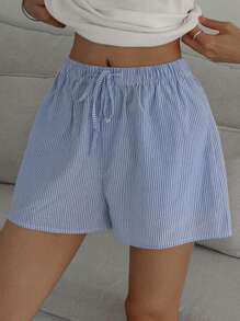 DAZY Pantalón corto de pijama con botones y cordón a rayas simples