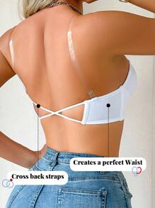 3pcs/Set Women White Strapless Slip, Summer Anti-Flashing, Anti-Slip And Anti-Falling Down Intimates - White - View 8