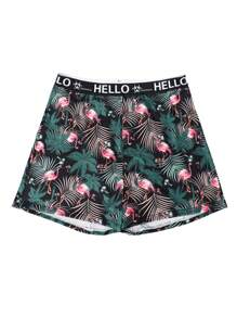 男士热带植物印花字母带夏威夷短裤