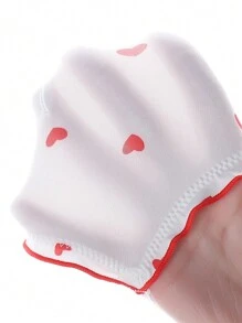 Valentine's Day Cute Heart Pattern Wireless Triangle Lace Trim Lingerie Bra, Lightweight - White - View 3