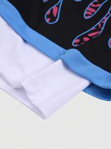 ROMWE MEN Prep Men's Flame Print Tank Top And Shorts Set - Multicolor - View 3