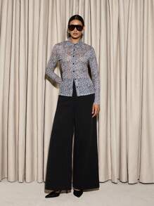 AiiRZ Leopard Long Sleeve Sheer Shirt - Brown - View 5