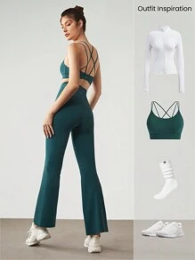 GLOWMODE 31" FeatherFit™ High-Rise Flared Leggings Pants Low Impact Yoga Daily