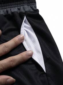 Gym Rark 男士纯色系带拼接字母印花休闲篮球运动短裤健身服跑步短裤 - 黑色 - 查看 7