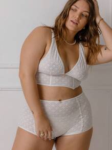 Aralina Curve All Over Lace Corset Boyleg Valentine Bra And Panty Lingerie Set