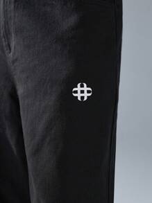 NEON BLANC 男式宽松编织长款黑色牛仔裤，带弧形口袋 - 黑色 - 查看 5