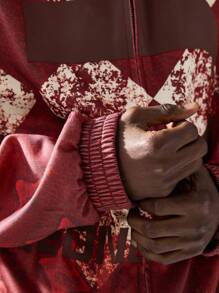 NEON BLANC 男士街头时尚印花针织长袖连帽运动衫，适合秋冬 - 紅色 - 查看 3