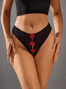 1pc Women's Valentine's Day Lace Embroidery Butterfly Sexy Open Crotch Panties