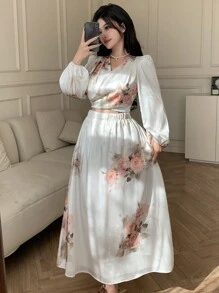 DAZY Women Floral Print Maxi Dress 2pcs Set, Spring/Summer - Multicolor - View 5