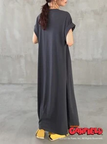 Garfield X FRIFUL Women's Mid-Length Letter Print Summer Dress - Grey - View 5