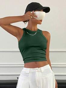 Livesso Summer Fashionable Slim Fit Women Camisole Tank Top Crop Women Tops - Green - View 2