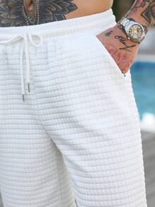 Manfinity RSRT Men's Plain Drawstring Waist Pocket Casual Shorts - White - View 6