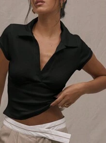 MUSERA 束腰翻领上衣，田园风休闲机场度假秋季返校季圣诞节，优雅 - 黑色 - 查看 5