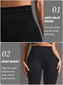 Easithlete Plus Size Women's Seamless Black Workout Leggings - Black - View 5