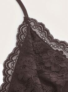 ROMWE PUNK Contrast Lace Halter Top