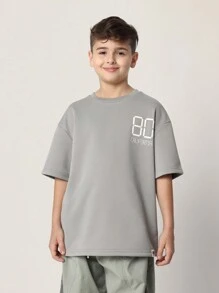 SUMWON Youth Casual California Numbered T-Shirt, Oversized Digital Display Text Print, Streetwear Athletic Style Top, Summer Urban Fashion Tee, Perfect For Back To School