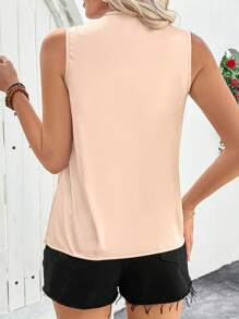 SHEIN Clasi Women's Fashionable Color Block V-Neck Sleeveless Dress - Khaki - View 2