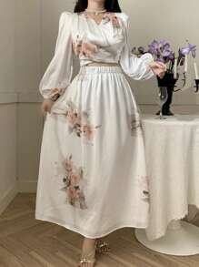 DAZY Women Floral Print Maxi Dress 2pcs Set, Spring/Summer - Multicolor - View 8