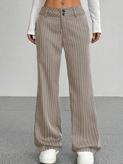 SHEIN Unity 女士条纹喇叭休闲/工作宽松长裤