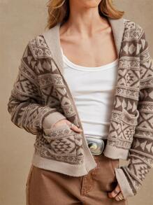 WESTFADE Cardigan de punto con cuello de chal y apertura delantera, vestimenta occidental para mujer