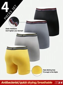 4pcs/Set Men's Casual Striped Comfortable Boxer Briefs - Multicolor - View 2